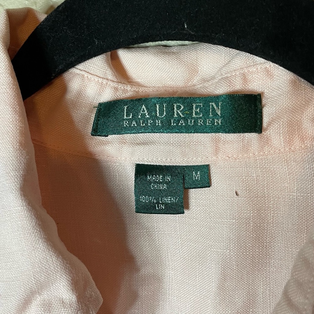 Lauren Ralph Lauren Light Pink 100% Linen Long Sleeve Button Up Shirt Medium - Picture 5 of 6
